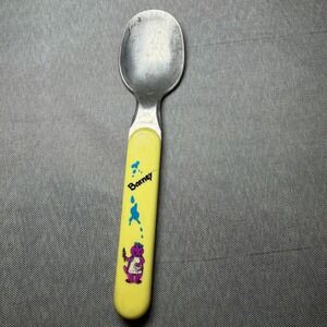 Vintage 1992 Barney the Dinosaur Spoon Selandia Stainless Yellow Child Flatware